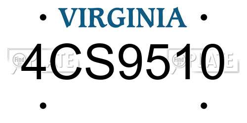 4CS9510 Virginia License Plate