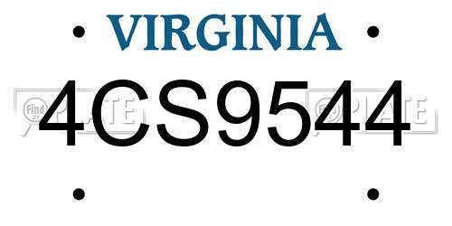 4CS9544 Virginia License Plate