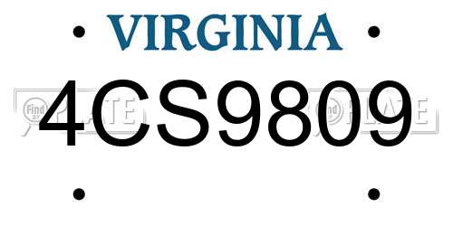 4CS9809 Virginia License Plate