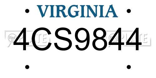 4CS9844 Virginia License Plate