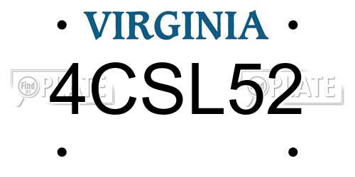 4CSL52 Virginia License Plate