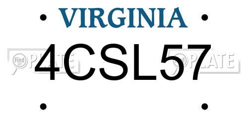 4CSL57 Virginia License Plate