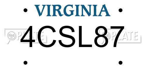 4CSL87 Virginia License Plate