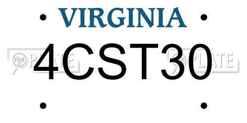 4CST30 Virginia License Plate