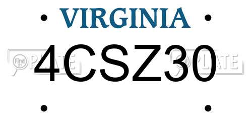 4CSZ30 Virginia License Plate