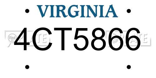 4CT5866 Virginia License Plate