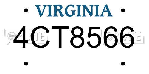 4CT8566 Virginia License Plate