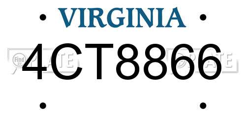 4CT8866 Virginia License Plate