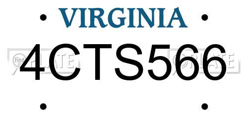 4CTS566 Virginia License Plate