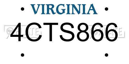 4CTS866 Virginia License Plate