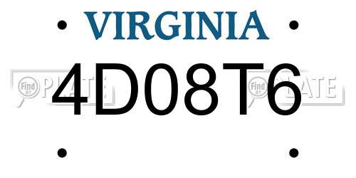 4D08T6 Virginia License Plate