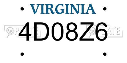4D08Z6 Virginia License Plate