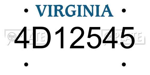 4D12545 Virginia License Plate