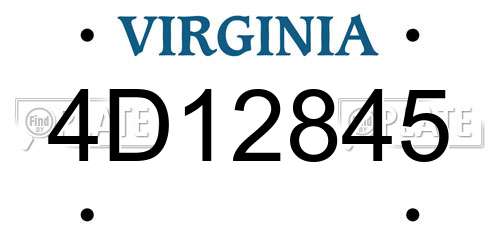 4D12845 Virginia License Plate