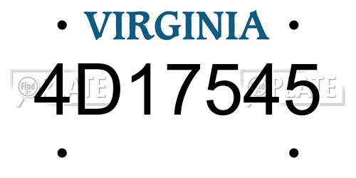 4D17545 Virginia License Plate