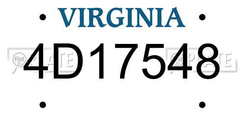 4D17548 Virginia License Plate