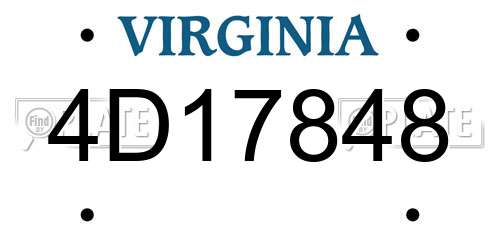 4D17848 Virginia License Plate