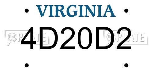 4D20D2 Virginia License Plate