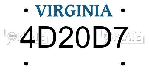 4D20D7 Virginia License Plate