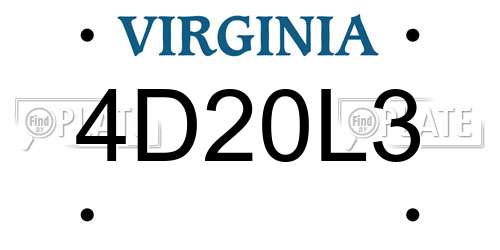 4D20L3 Virginia License Plate