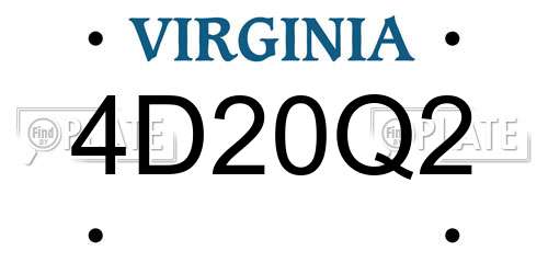 4D20Q2 Virginia License Plate
