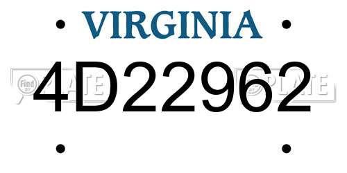 4D22962 Virginia License Plate