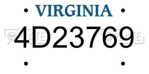4D23769 Virginia License Plate