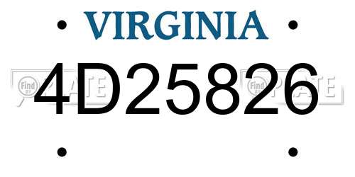 4D25826 Virginia License Plate