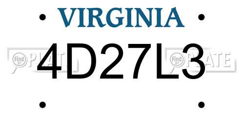 4D27L3 Virginia License Plate