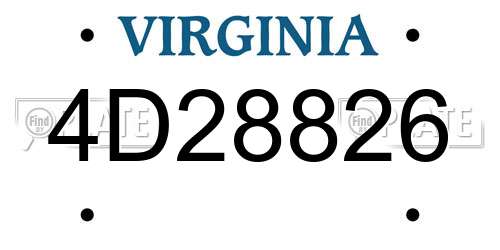 4D28826 Virginia License Plate