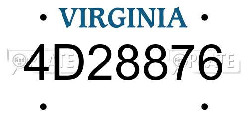 4D28876 Virginia License Plate