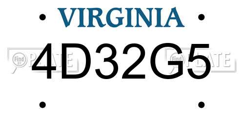 4D32G5 Virginia License Plate