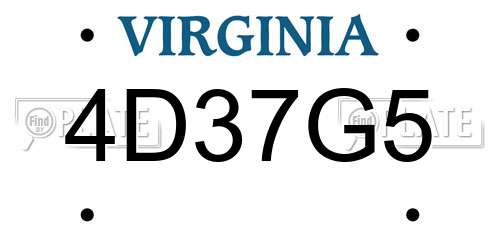 4D37G5 Virginia License Plate