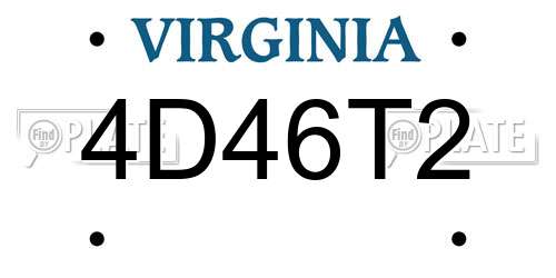 4D46T2 Virginia License Plate