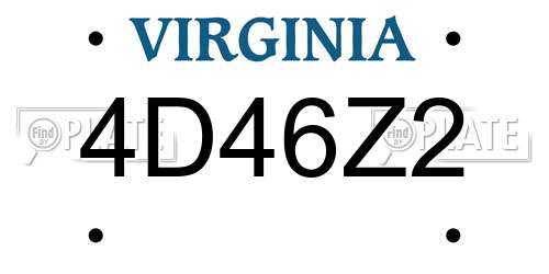 4D46Z2 Virginia License Plate