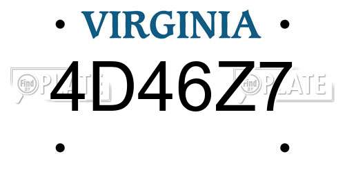 4D46Z7 Virginia License Plate