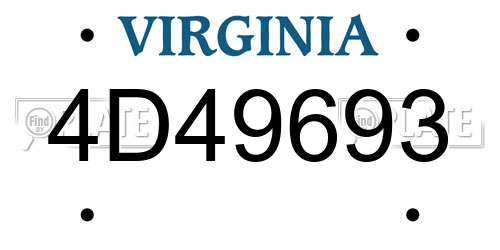 4D49693 Virginia License Plate