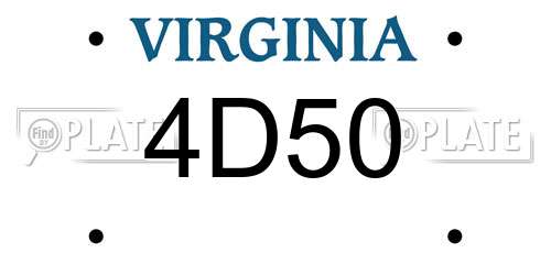 4D50 Virginia License Plate