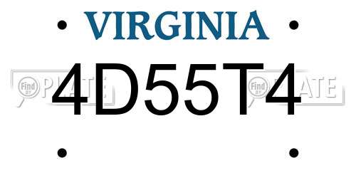 4D55T4 Virginia License Plate