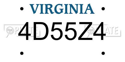 4D55Z4 Virginia License Plate