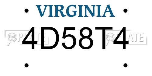 4D58T4 Virginia License Plate