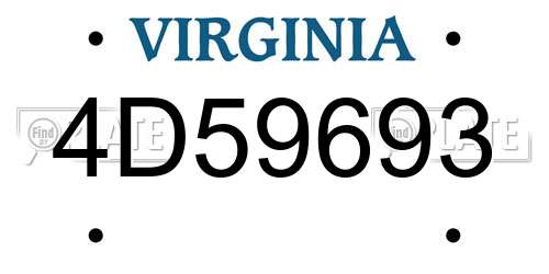 4D59693 Virginia License Plate