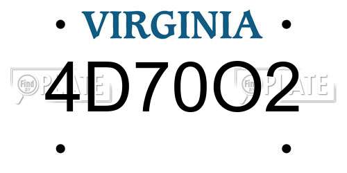 4D70O2 Virginia License Plate