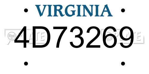 4D73269 Virginia License Plate
