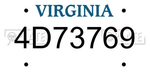 4D73769 Virginia License Plate