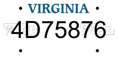 4D75876 Virginia License Plate