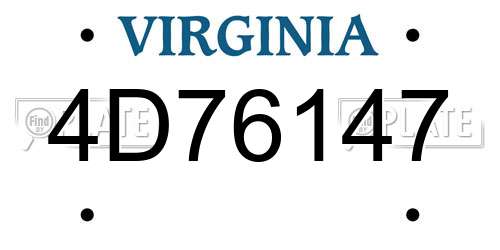 4D76147 Virginia License Plate