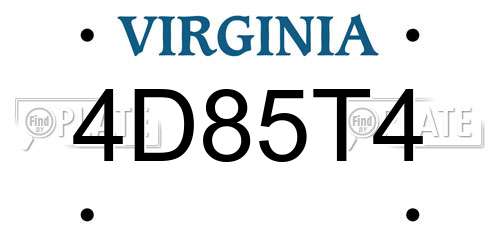 4D85T4 Virginia License Plate