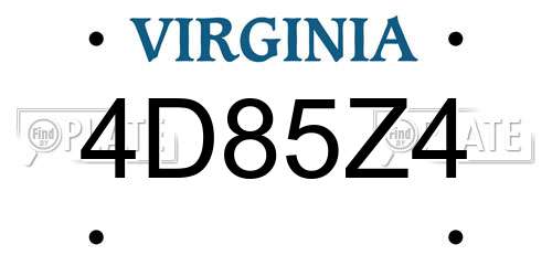4D85Z4 Virginia License Plate
