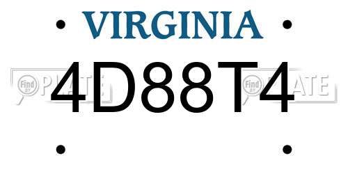 4D88T4 Virginia License Plate